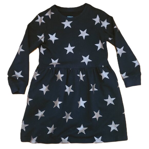 Primary Girls Sweatshirt Dress Black Silver Star Accents Size 6-7 Year - Picture 1 of 3